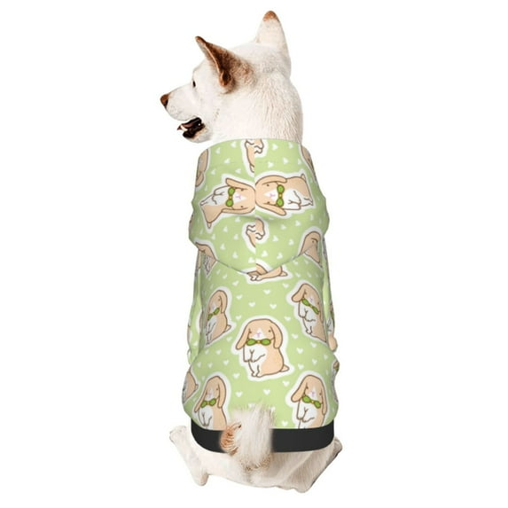 KLL Rabbit With Tie for Basic Dog Hoodie - Pet Hoodie Sweater with Leash Hole - Cute Dog Sweatshirt - Pet Clothes Hooded Sweatshirt for Dog & Cat -Large