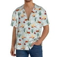 thumbnail image 1 of KLL Ragonfly And Ladybug Print Men's Shirt Short Sleeve Button Down Summer Cuba Beach Shirts- Large, 1 of 5