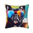 thumbnail image 1 of KLL Rainbow Bulldog Sunglasses Decorative Throw Pillow Covers Velvet Soft for Couch Sofa Bedroom Living Room Outdoor (No pillow core)- 18"x18", 1 of 5