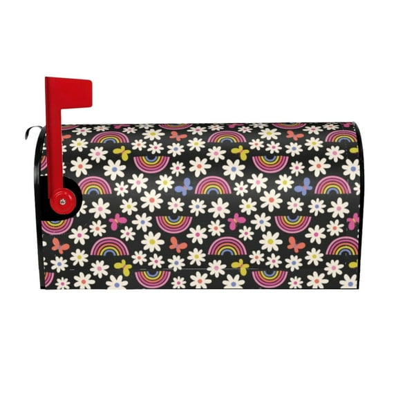 KLL Rainbow Flowers Pattern Mailbox Covers,Magnetic Mailbox Waterproof Post Box Cover Post Letter Box Cover Decorations Standard Size-25.5x21 in