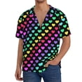 thumbnail image 1 of KLL Rainbow Hearts Print Men's Shirt Short Sleeve Button Down Summer Cuba Beach Shirts- X-Large, 1 of 5