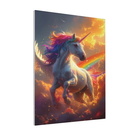 KLL Rainbow Sunset Cloud White Horse Print Canvas Wall Art, Canvas Painting Prints Canvas Art Wall Decor Home Decoration for Living Room Bedroom Office