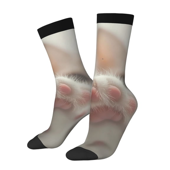 KLL Raindrop Kitten Paw Print Cool Socks Men's Women's Crew Socks Funny Crazy Novelty Stockings