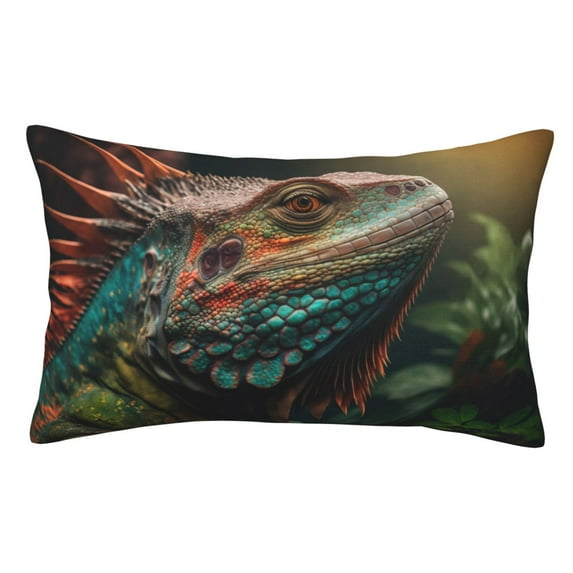 KLL Realistic Colorful Chameleon Pillow Covers Envelope Closure,Super Soft and Cozy Fuzzy Fleece Pillow Case Cover (No pillow core） 20"x30"
