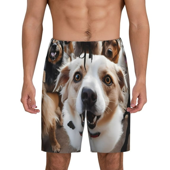 KLL Realistic Cute Puppy for Men's 1-Pack Shorts,Sleep Pajama Shorts for Men Soft Pj Shorts Men's Pajama Bottoms Sleepwear -Large