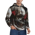 thumbnail image 1 of KLL Realistic Rose Skull Print Mens Hoodie Long Sleeve Casual Pullover Hooded Sweatshirt Fashion Drawstring Hoodies with Pocket-4X-Large, 1 of 6