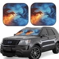 thumbnail image 1 of KLL Red And Blue Fire Dragon A Windshield Sun Shade 2-Piece Foldable Car Front Window Sunshade for Most Sedans SUV Truck- Medium, 1 of 5