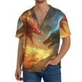 thumbnail image 1 of KLL Red And Blue Fire Dragon B Print Men's Shirt Short Sleeve Button Down Summer Cuba Beach Shirts- 4X-Large, 1 of 5