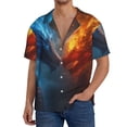 thumbnail image 1 of KLL Red And Blue Fire Dragon E Print Men's Shirt Short Sleeve Button Down Summer Cuba Beach Shirts- 3X-Large, 1 of 5
