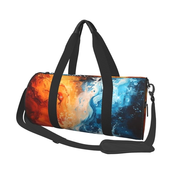 KLL Red And Blue Waves Duffle Bag For Men Women Sport Gym Fitness Tote Travel Training Workout Basketball Football Weekender
