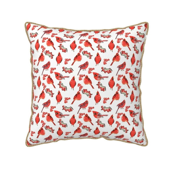 KLL Red Birds Decorative Throw Pillow Covers Velvet Soft for Couch Sofa Bedroom Living Room Outdoor (No pillow core)- 20"x20"
