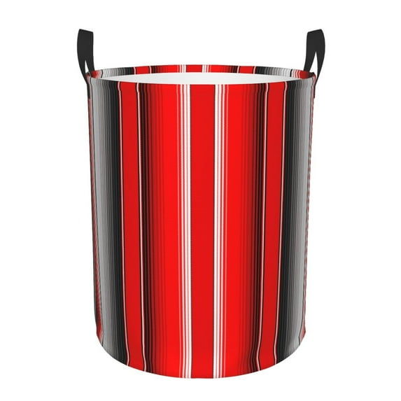 KLL Red Black and White Serape Blanket Stripes Waterproof Foldable Laundry Hamper Bucket with Handles for Storage Bin,Kids Room,Home Organizer-Small