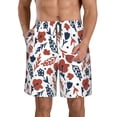 thumbnail image 1 of KLL Red Blue Leaves Men's Casual Summer Beach Shorts Hawaiian Shorts with Pockets-X-Large, 1 of 5