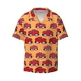 thumbnail image 1 of KLL Red Cars Print Men's Shirt Short Sleeve Button Down Summer Cuba Beach Shirts- Large, 1 of 7