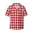 thumbnail image 1 of KLL Red Checkboard Print Men's Shirt Short Sleeve Button Down Summer Cuba Beach Shirts- Small, 1 of 7