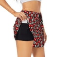 thumbnail image 1 of KLL Red Floral Pattern Shorts Women,Athletic Shorts High Waisted Running Shorts Pocket Sporty Short Gym Elastic Workout Shorts-XX-Large, 1 of 7