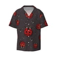 thumbnail image 1 of KLL Red Ladybugs On Dark Background Print Men's Shirt Short Sleeve Button Down Summer Cuba Beach Shirts- X-Large, 1 of 7