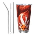 thumbnail image 1 of KLL Red Leaf Flame Fox Print 40oz Stainless Steel Insulated Car Cup with Spillproof Lid - Keep Your Drink Hot or Cold on the Go-Straw Three-piece Set, 1 of 8