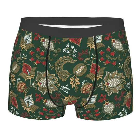 KLL Red Leaves Men's Cotton Boxer Briefs Underwear-Small