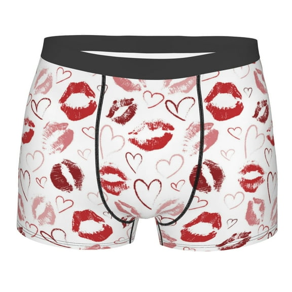 KLL Red Lips Men's Cotton Boxer Briefs Underwear-Small