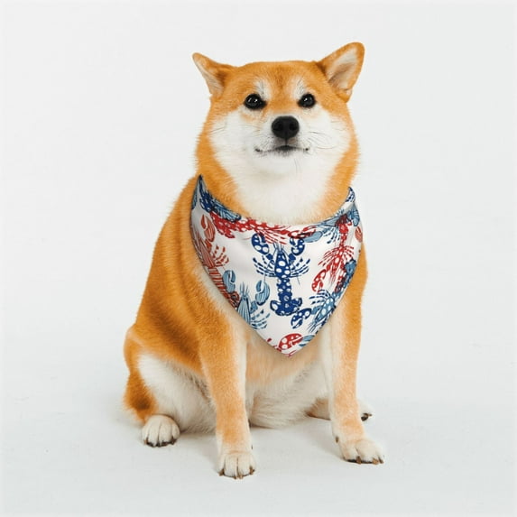 KLL Red Lobster Dog Bandanas,Triangle Reversible Pet Scarf for Small Medium Large and Extra Large Dogs-Large