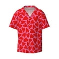 thumbnail image 1 of KLL Red Love Heart Print Men's Shirt Short Sleeve Button Down Summer Cuba Beach Shirts- Small, 1 of 7
