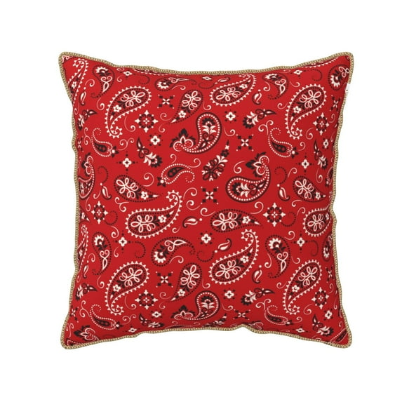 KLL Red Paisley Floral Decorative Throw Pillow Covers Velvet Soft for Couch Sofa Bedroom Living Room Outdoor (No pillow core)- 18"x18"