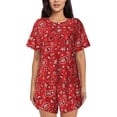 thumbnail image 1 of KLL Red Paisley Floral Print Pajama Set for Women Short Sleeve Sleepwear Pjs Soft 2 Piece Lounge Sleepwear Sets-4X-Large, 1 of 6