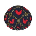 thumbnail image 1 of KLL Red Rooster Pattern Shower Cap & Bath Cap for Women,Reversible Oversized Waterproof Shower Caps for all Hair Lengths,Elastic Reusable Bathing Hair Cap, 1 of 6