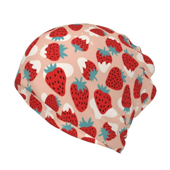 KLL Red Strawberry Pirnt Wicking Running Beanie Head Wrap Cycling Bandana for Men Women
