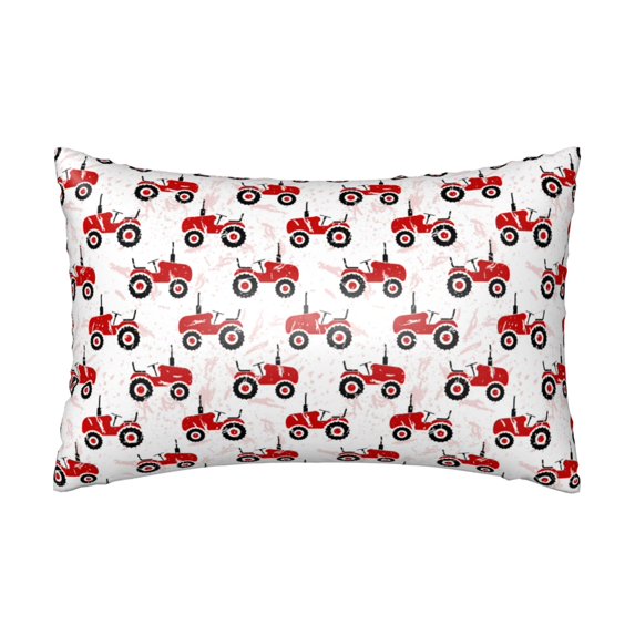 KLL Red Wheeled Tractors Pattern Silk Pillowcase for Hair and Skin Standard Size 20"X 30" Soft Breathable Pillow Covers for Sleeping