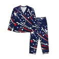 thumbnail image 1 of KLL Red White Blue Fireworks 1 Print Women's Long Sleeve Pajamas with Pants Sleepwear Loungewear 2 Set-Medium, 1 of 8