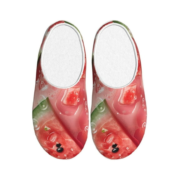 KLL Refreshing Watermelon Slices Pattern Adult Unisex Cozy Slippers,Fuzzy Slip-on Slippers TPR Sole Slippers Comfort Plush Home Footwear for Indoor & Outdoor-35/36