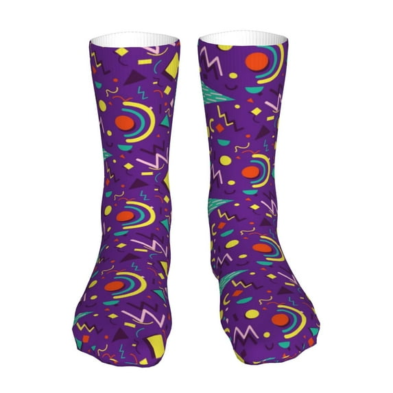 KLL Retro 80s Style Print Womens Crew Socks Athletic Middle Tube Long Socks Novelty Socks Gifts For Men