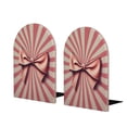 thumbnail image 1 of KLL Retro Bow Print Wood Book Ends for Shelves,1 Pair Wood Bookends Book Holder Stand Decorative, Book Stoppers for Heavy Duty Books CD File Video Games, 1 of 8