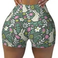 thumbnail image 1 of KLL Retro Bunny Floral Pattern Workout Shorts for Women Scrunch Short Gym Yoga Running Sport Active Exercise Fitness Shorts, 1 of 8
