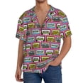 thumbnail image 1 of KLL Retro Cassette Print Men's Shirt Short Sleeve Button Down Summer Cuba Beach Shirts- Small, 1 of 5