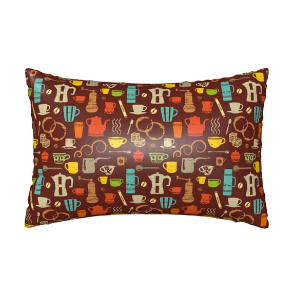 KLL Retro Coffee Pattern Silk Pillowcase for Hair and Skin Standard Size 20"X 30" Soft Breathable Pillow Covers for Sleeping