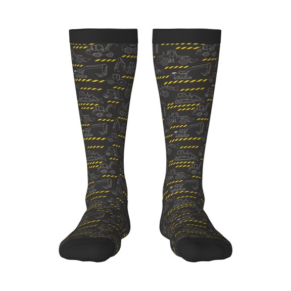 KLL Retro Excavator Print Cool Socks Men's Women's Crew Socks Funny Crazy Novelty Stockings