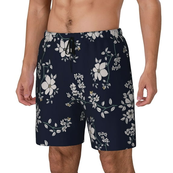 KLL Retro Flower for Mens Swim Trunks Quick Dry Swim Shorts with Built-in Compression Liner Funny Swimwear Bathing Suits-X-Large