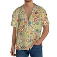 thumbnail image 1 of KLL Retro Geometry Print Men's Shirt Short Sleeve Button Down Summer Cuba Beach Shirts- 4X-Large, 1 of 5