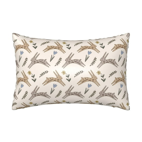 KLL Retro Rabbit Pattern Silk Pillowcase for Hair and Skin Standard Size 20"X 30" Soft Breathable Pillow Covers for Sleeping