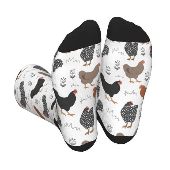 KLL Retro Rooster Print Cool Socks Men's Women's Crew Socks Funny Crazy Novelty Stockings