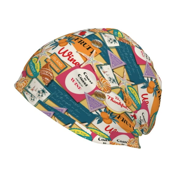 KLL Retro Summer Stamp Winter Fall Beanie Knit Hats for Men & Women - Warm & Soft Stylish Toboggan Caps for Cold Weather