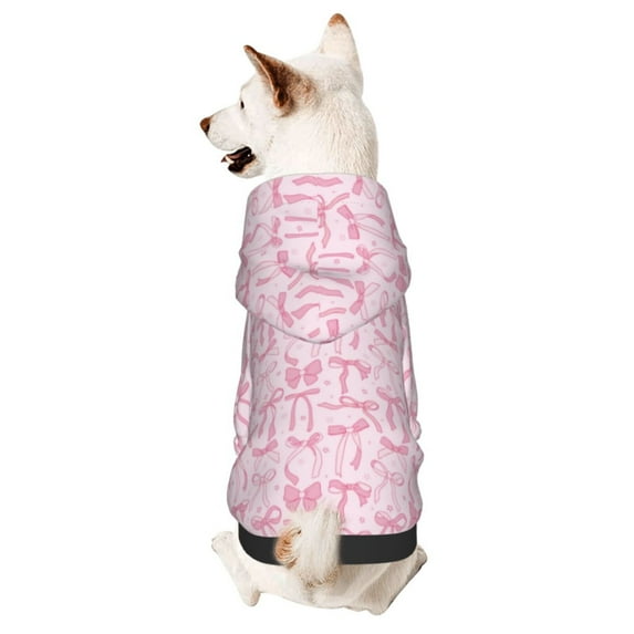 KLL Ribbon Bow for Basic Dog Hoodie - Pet Hoodie Sweater with Leash Hole - Cute Dog Sweatshirt - Pet Clothes Hooded Sweatshirt for Dog & Cat -Large