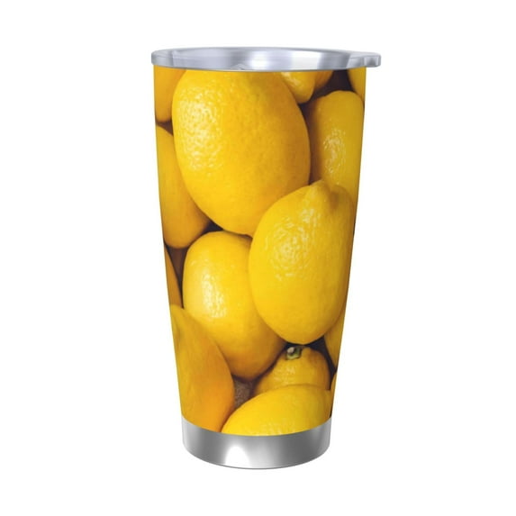 KLL Ripe Yellow Lemon Print 40oz Stainless Steel Insulated Car Cup with Spillproof Lid - Keep Your Drink Hot or Cold on the Go-Without Straw