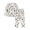 thumbnail image 1 of KLL Rocket Planets Print Women's Long Sleeve Pajamas with Pants Sleepwear Loungewear 2 Set-Medium, 1 of 7