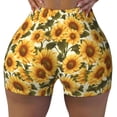 thumbnail image 1 of KLL Romantic Elegant Sunflower Pattern Workout Shorts for Women Scrunch Short Gym Yoga Running Sport Active Exercise Fitness Shorts, 1 of 5