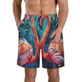 thumbnail image 1 of KLL Romantic Flamingo Pair Men's Casual Summer Beach Shorts Hawaiian Shorts with Pockets-Medium, 1 of 5