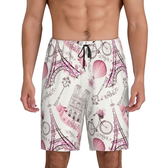 KLL Romantic Travel In Paris for Men's 1-Pack Shorts,Sleep Pajama Shorts for Men Soft Pj Shorts Men's Pajama Bottoms Sleepwear -3X-Large